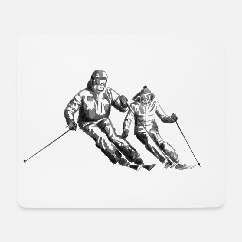 Ski Paar - Mousepad (Querformat) - Weiß