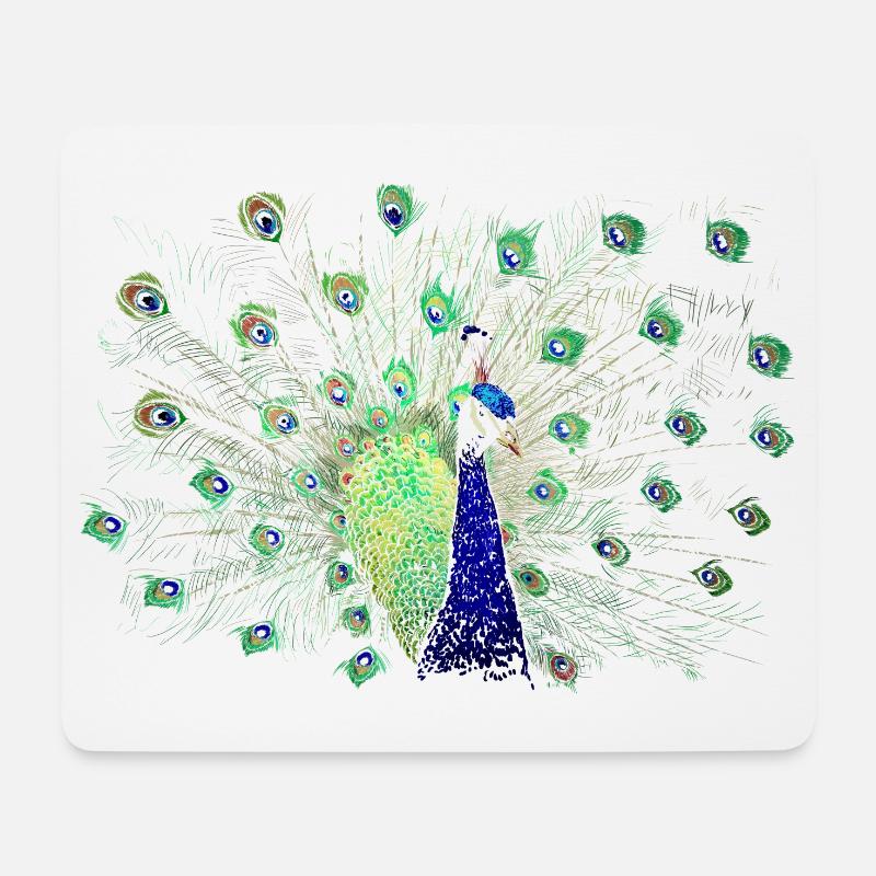 Pfau - Mousepad (Querformat) - Weiß