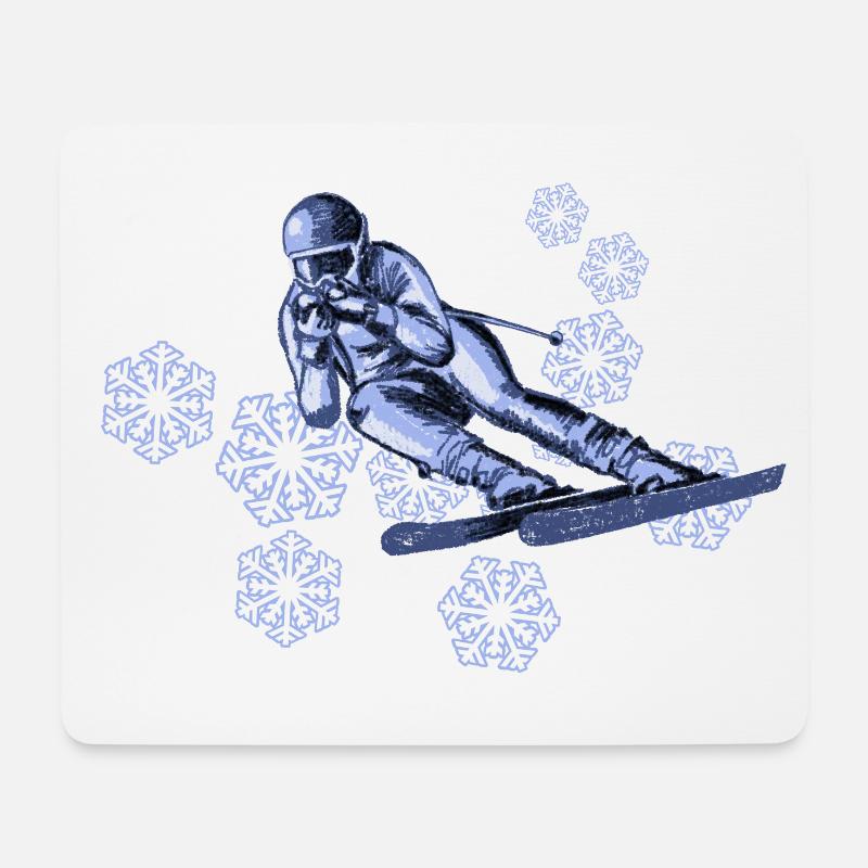 skiing - Tapis de souris (format paysage) - blanc