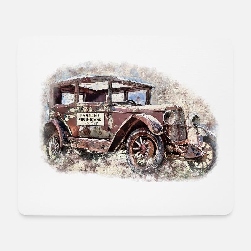 Nostalgisches Altes Amerikanisches Traumauto - Mousepad (Querformat) - Weiß