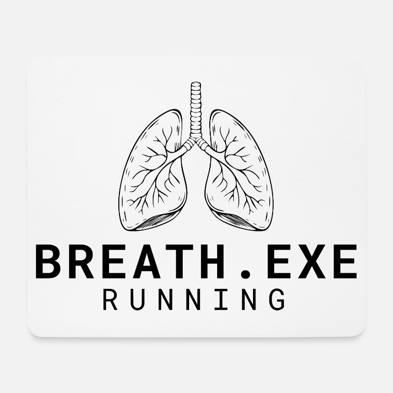 Breath.exe Running | Mindfulness Humor - Mousepad (Querformat) - Weiß