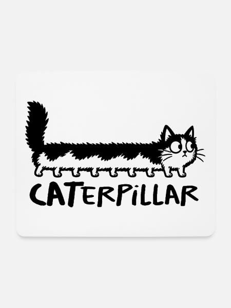 Chat chenille CATerpillar - Mousepad (Querformat) - Weiß
