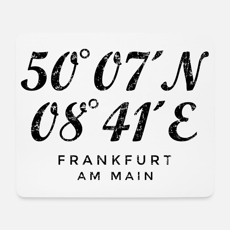 Frankfurt am Main Koordinaten (Vintage Schwarz) - Mousepad (Querformat) - Weiß