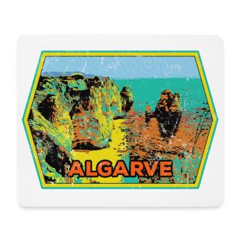 Retro-Abzeichen, Algarve Portugal, Strand Sommersonne - Mousepad (Querformat) - Weiß - Vorne