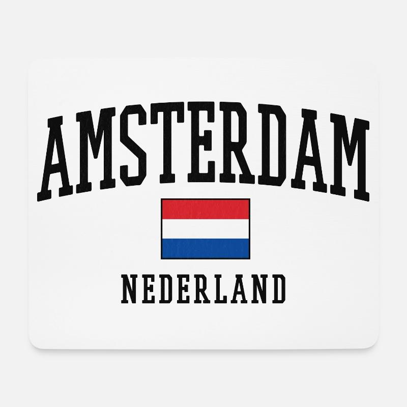 Amsterdam Niederlande Flaggenkunst - Mousepad (Querformat) - Weiß