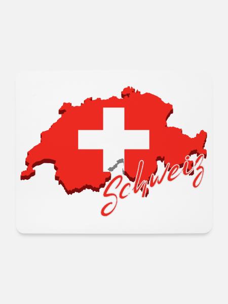 Karte der Schweiz, Flagge der Schweiz - Mousepad (Querformat) - Weiß