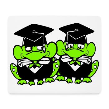 2 Frogs Graduated from High School College - Mouse Pad (horizontal) - white - Front