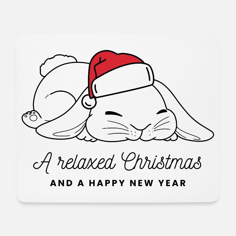 Relaxed Christmas Bunny with Hat - Dark - Mouse Pad (horizontal) - white