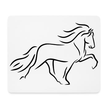 Islandpferd Tölter im Linienstil - Mousepad (Querformat) - Weiß - Vorne