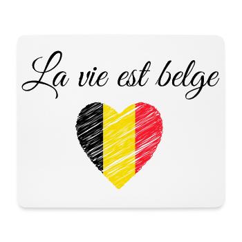 Cœur Tricolore Brossé Jaune Rouge Belgique  - Tapis de souris (format paysage) - blanc - Devant
