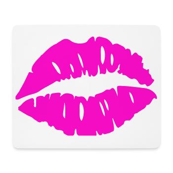 Lippenkuss Neonrosa - Mousepad (Querformat) - Weiß - Vorne