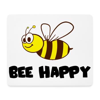 bee happy - Mousepad (Querformat) - Weiß - Vorne