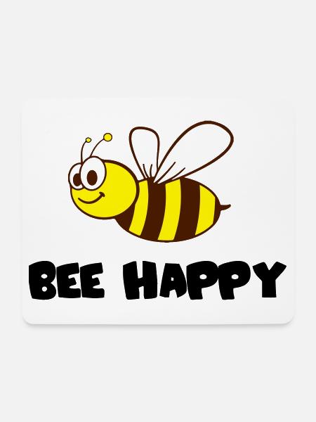 bee happy - Mousepad (Querformat) - Weiß