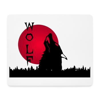 Black wolf, forest and sunset - Mouse Pad (horizontal) - white - Front