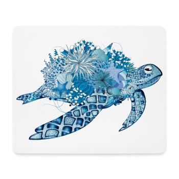 imaginative blue turtle with corals - Mouse Pad (horizontal) - white - Front