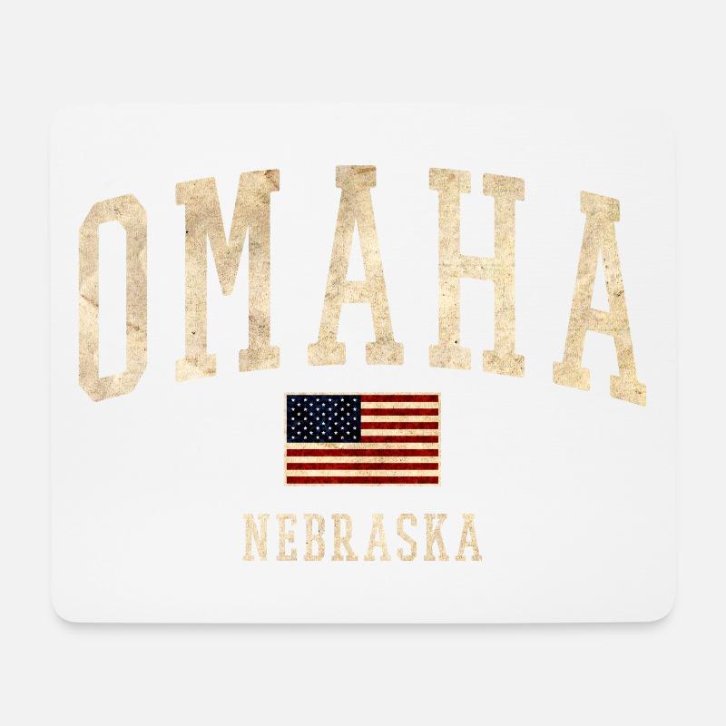 Omaha Nebraska Vintage Patch - Mousepad (Querformat) - Weiß