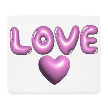 Amour, 3D, Gonflé, Ballon, Rose, Saint-Valentin - Tapis de souris (format paysage) - blanc - Devant