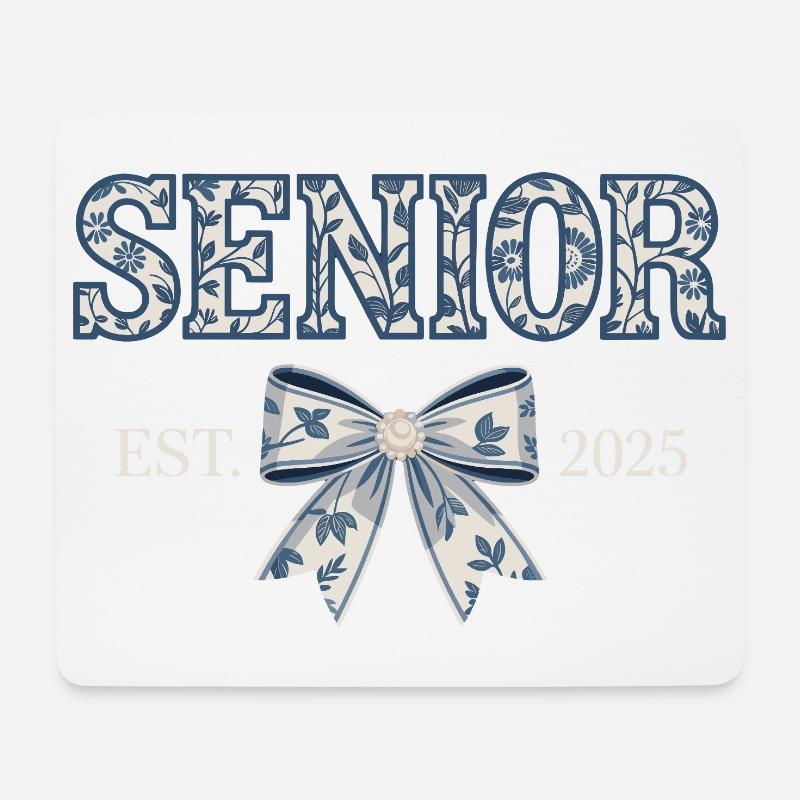Senior Est 2025 Floral Bow Graduating Class - Mouse Pad (horizontal) - white