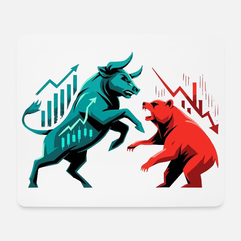 Bullen gegen Bären Börsenkampf Aktien Geschenk - Mousepad (Querformat) - Weiß