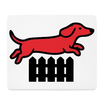 Agilité au saut de clôture teckel - Tapis de souris (format paysage) - blanc - Devant