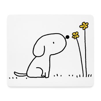 Silhouette minimale des fleurs jaunes - Tapis de souris (format paysage) - blanc - Devant