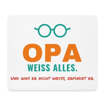 Opa weiß alles – und was nicht, erfindet er - Mousepad (Querformat) - Weiß - Vorne