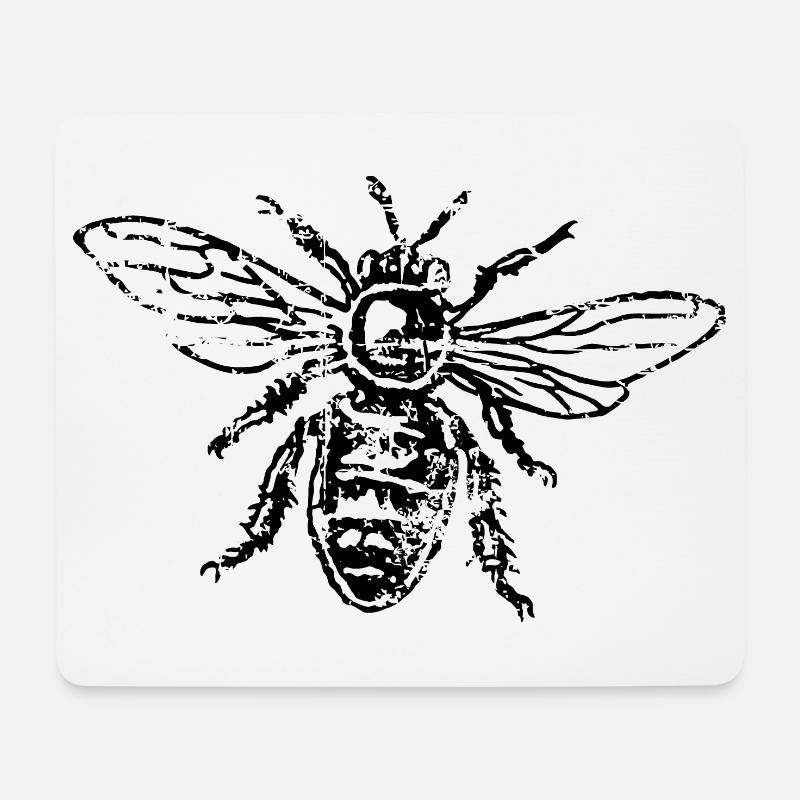 Biene Honigbiene Vintage (zweifarbig) - Mousepad (Querformat) - Weiß