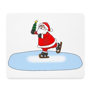 Père Noël patinant - Tapis de souris (format paysage) - blanc - Devant