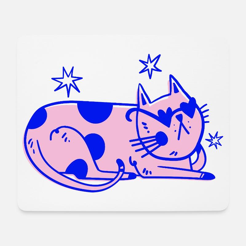 Stylische Katze – Relaxed Retro Vibes - Mousepad (Querformat) - Weiß
