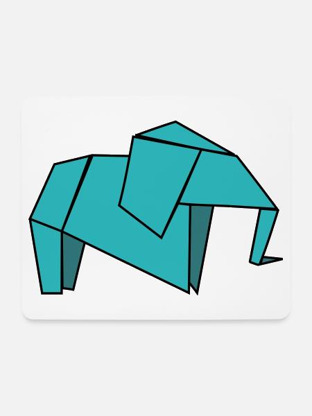 Origami Elephant - Mousepad (Querformat) - Weiß