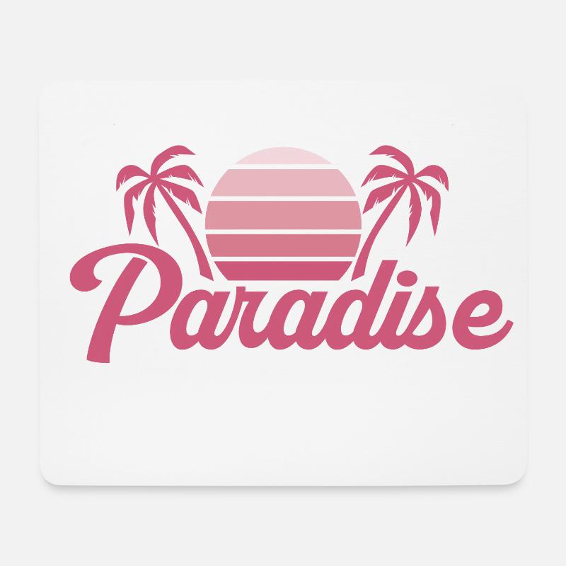 Silhouette de coucher de soleil tropical - Tapis de souris (format paysage) - blanc