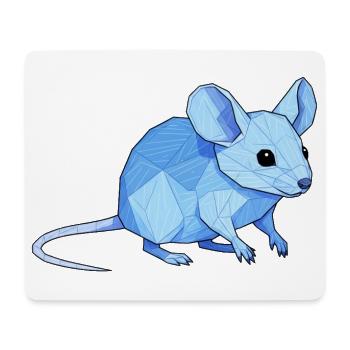Blauer Low-Poly Maus - Mousepad (Querformat) - Weiß - Vorne