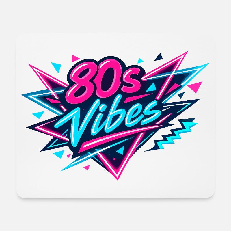 80s Vibes Neon Retro - Mousepad (Querformat) - Weiß