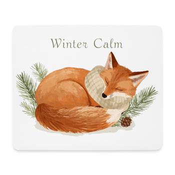 Winter Calm Fox Cozy Winter - Mouse Pad (horizontal) - white - Front