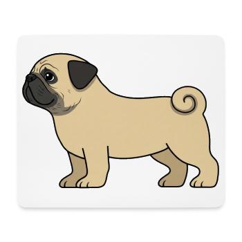 Pug Cartoon Drawing - Mouse Pad (horizontal) - white - Front