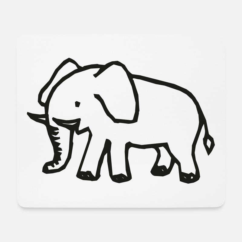Elefant - Mousepad (Querformat) - Weiß