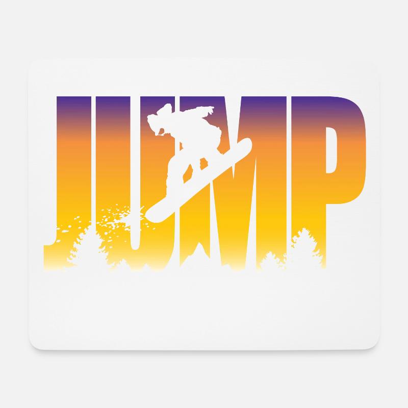 Jump und Snowboarder - Mousepad (Querformat) - Weiß
