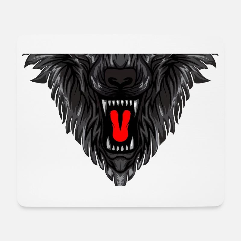 Detaillierter Wolfsgesicht-Print - Mousepad (Querformat) - Weiß