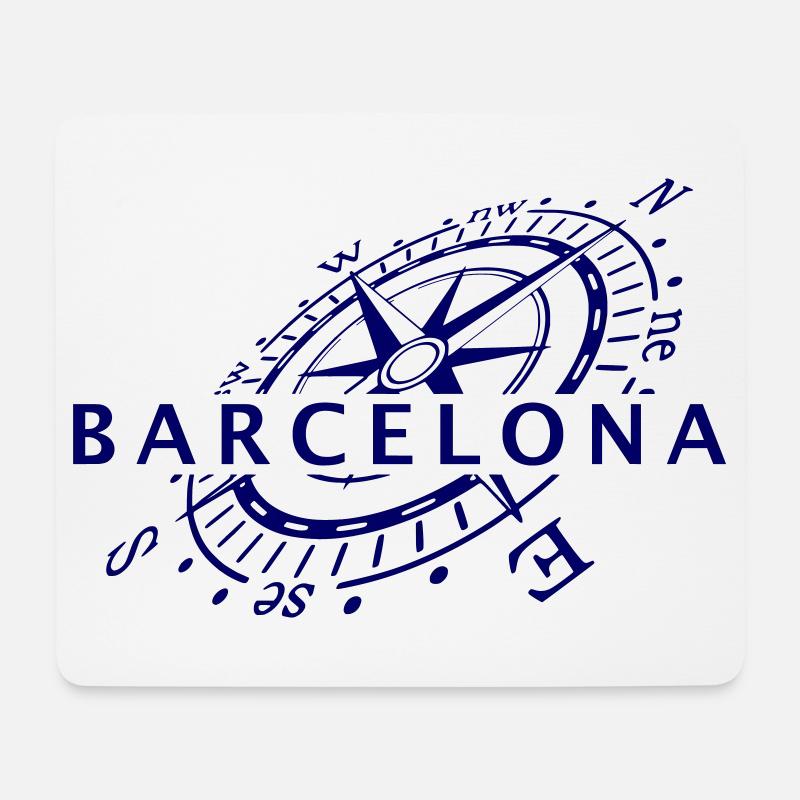 Windrose Barcelona - Mousepad (Querformat) - Weiß