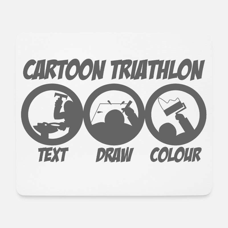 CartoonTriathlon - Mousepad (Querformat) - Weiß