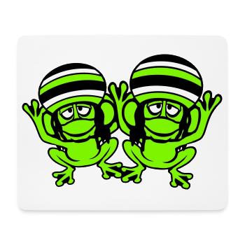 2 Frogs Reggae Music Rasta Hair Hat Jamaica - Mouse Pad (horizontal) - white - Front