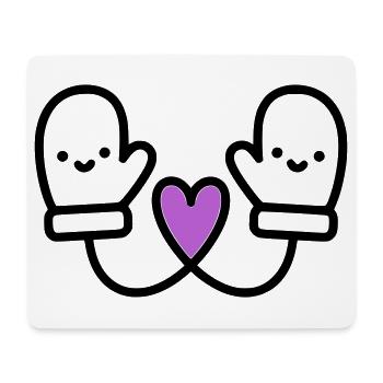 Süße Handschuhe mit Herz | Winter Liebe - Mousepad (Querformat) - Weiß - Vorne
