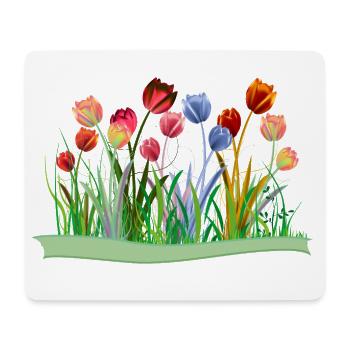 Imaginative colorful tulips on spring meadow - Mouse Pad (horizontal) - white - Front