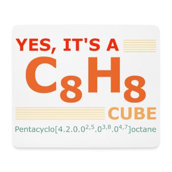 C8H8 Cubane – Yes it's a Cube retro Chemie - Mousepad (Querformat) - Weiß - Vorne