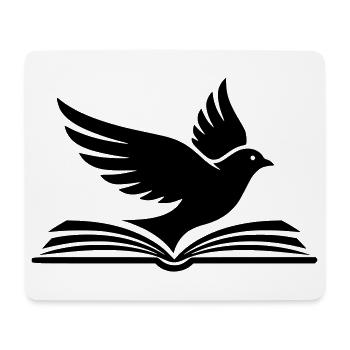 Silhouette d’oiseau de livre noir - Tapis de souris (format paysage) - blanc - Devant