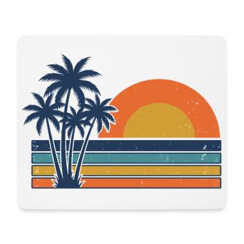 Retro Sunset Palm Trees Summer Beach - Mouse Pad (horizontal) - white - Front