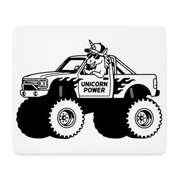Einhorn im Monstertruck - Mousepad (Querformat) - Weiß - Vorne