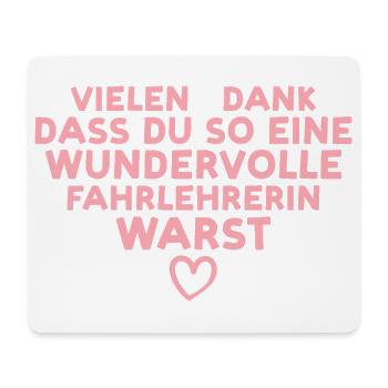 Beste Fahrlehrerin Danke – Geschenk Führerschein - Mousepad (Querformat) - Weiß - Vorne
