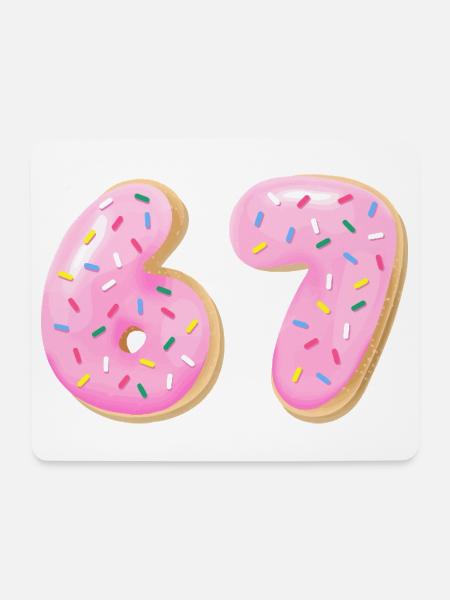 67 Six Seven Zahl 67 Meme Cream Donut - Mousepad (Querformat) - Weiß