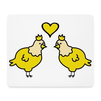 Twin Chickens Heart Pair - Mouse Pad (horizontal) - white - Front